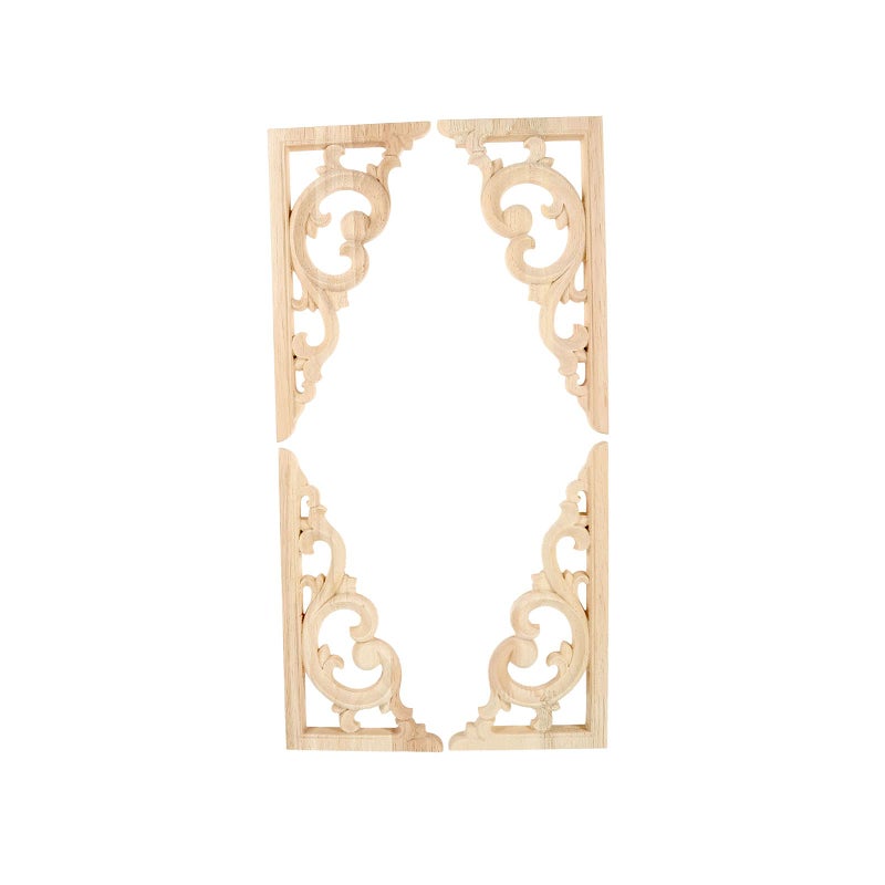 MUXSAM Wood Carved Corners Appliques Onlays, 2-Pair Unpainted Wood Caravings Decals for Cabinet Dresser Cupboard Mirrors Walls Doors Closet Fireplace Bed Frame DIY Craft Project, 21x11cm/8.27"x4.33" - Image 5